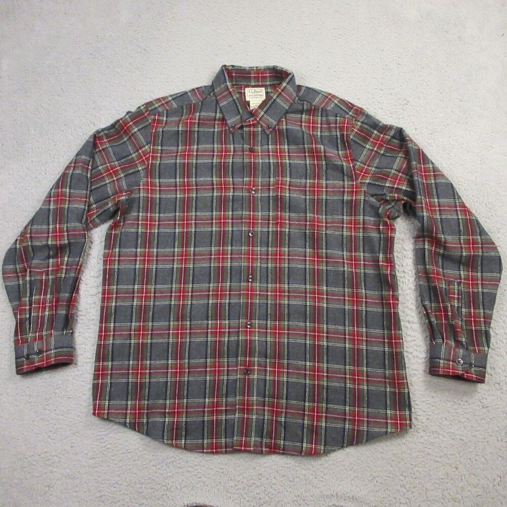 L.L. Bean Mens Scotch Plaid Flannel Shirt size L‎ Traditional Fit Brushed Soft